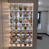 Vitrine de présentation personnalisée en acrylique transparent à 5 niveaux, autoportante, avec bande LED, anti-poussière, multifonctionnelle