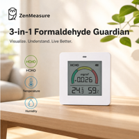 Detector de Formaldehído Inteligente ZenMeasure para el Hogar, Monitor de Calidad del Aire Interior con Medición de Temperatura y Humedad