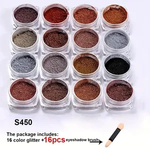 16 <b>Boxes</b> + 16 Eye Shadow Sticks - Gold and Silver Effect <b>Magic</b> Mirror Nail Powder - Product Image 3