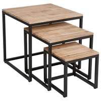 Ensemble de trois tables basses gigognes empilables pour le salon et la chambre à coucher Table d'appoint avec cadre en fer