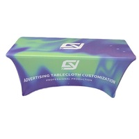 Couverture promotionnelle adaptée aux salons professionnels Nappes personnalisées avec des tables carrées d'affaires de 8 pieds Couvertures de table en spandex pour les événements