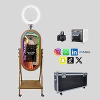 Cabina de Fotos con Espejo de Madera Vintage de 21.5 Pulgadas, Soporte para Impresora, Pantalla Táctil LCD, Carcasa para Cabina de Fotos DSLR con Cámara para Bodas