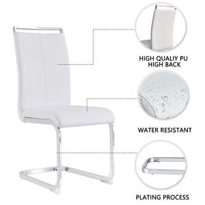 كراسي طعام بيضاء عالية الجودة بتصميم اسكندنافي بارتفاع المنضدة كراسي حديثة من الجلد مع مقاعد عشاء بظهر مرتفع - Product Image 5