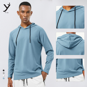 Wholesale <b>Men</b> gym shirt Causal Fitness Hooded <b>Men's</b> Quick Dry Sports Long Sleeve Hoodies for <b>Men</b> - Product Image 2