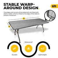Nappe de table pliante en plastique imperméable, nappe en vinyle avec dos en flanelle, nappe ajustée pour les fêtes de Noël avec bord élastique