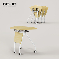 Modern Modular Flip Top Training Table Mobile Folding Conference Desk with Wheels for Office Classroom Meeting
