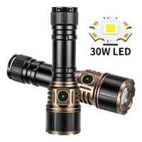 Lampe torche LED haute luminosité 1200LM, lampe torche LED blanche 30W, lampe torche rechargeable par USB, lampe torche d'urgence pour la course nocturne, le camping