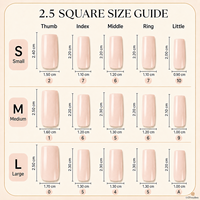 Uñas postizas francesas personalizadas de marca privada, 2.5 cuadradas, curvadas, hechas a mano, de acrílico PMMA, de cobertura completa, 10 unidades.