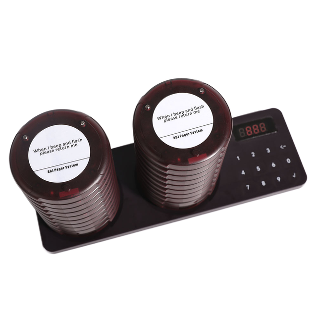 Rechargeable 300mAh Waterproof Cafe Guest Queue Buzzer 10 Long Range Wireless Vibrating Beeper Paging System Restaurant Clinic