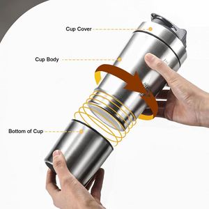 Botella Mezcladora de Proteínas de 700 ml con Bola Mezcladora, Botella de Proteínas de Acero Inoxidable, Mezclador Metálico a Prueba de Fugas, Botella Deportiva - Product Image 3