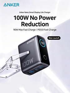 Chargeur mural rapide Anker 100W GaN 3 ports avec affichage numérique intelligent, prise pliable, adaptateur d'alimentation multi-ports pour ordinateur portable et téléphone - Product Image 2