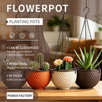 Pot Bunga Gantung Dekorasi Sarang Lebah dengan Sistem Penyiraman Otomatis, Rantai, Bahan PP Tahan Lama, Drainase, untuk Dalam & Luar Ruangan, Balkon, Dekorasi Rumah Modern