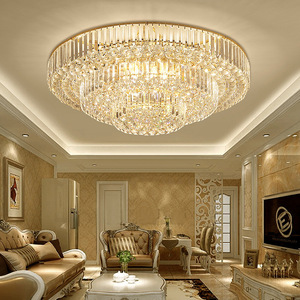 Lámpara de techo de lujo montada en Superficie redonda rectangular dorada moderna lámpara de techo de cristal K9 - Product Image 5