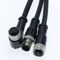 Connecteur de Harnais Blindé Étanche M12 Noir avec Câble Moulé et Broches Personnalisées pour Transmission Industrielle
