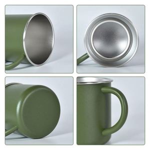 Tasse à café, thé ou lait personnalisée avec logo, sans BPA, 400 ml, en acier inoxydable 304 de qualité alimentaire, avec couvercle et poignée, pour étudiants et bureau - Product Image 3