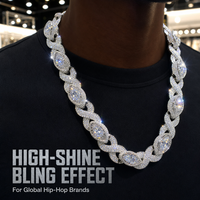 Collier Hip Hop Iced à maillons cubains géométriques en laiton et zircon, pour grossistes de bijoux, longueur personnalisable, direct usine