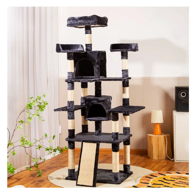 XL taille 74 pouces bonne qualité grand arbre à chat pour grands chats maison gratter tour mur gratter cando griffoir bois