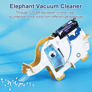 Série d'expériences scientifiques DIY Jun Rong : Assemblage de puzzle 3D stéréoscopique DIY - Aspirateur électrique en forme d'éléphant de dessin animé à décorer - Product Image 3