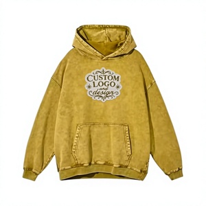 Sweat-shirt en molleton de coton jaune personnalisé, coupe oversize et carrée, épaules tombantes, options de délavage à l'acide et à la pierre disponibles, MOQ 10 - Product Image 1