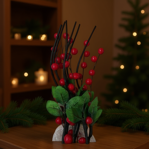 Willow Branch With 18 Red Berries And Leaves Christmas Decorations - Product Image 3