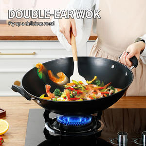 Olla Grande de Hierro Directo de Fábrica con Base Redonda Antideslizante, <span class=keywords><strong>Wok</strong></span> Antiadherente Sin Recubrimiento para Uso Doméstico, Apta para Todo Tipo de Estufas, Sin Tapa - Product Image 2