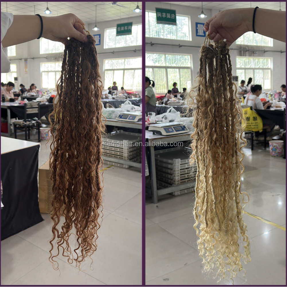 Vast Hair KAMA Wholesale Human Hair+synthetic Loc 0.6cm Crochet Braiding Hair Extensions Soft Curly Faux Boho Goddess River Locs thumbnail 1