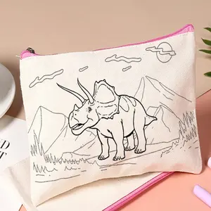 Màu graffiti bút chì Pouch cho trẻ em sơn Quà tặng khuyến mãi vải cotton trẻ em Pouch với dây kéo DIY tùy chỉnh bút chì trường hợp túi