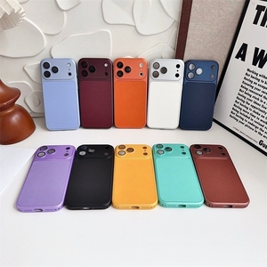 Funda Ultra Delgada de Cuero Mate de Lujo para iPhone 18 Pro Max 17 16 Pro 15 14, Protector de Cámara, Color Sólido - Product Image 1