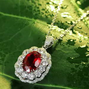 Для женщин, хорошее ювелирное изделие, подвеска 925 стерлингового серебра 3.13ct овальной формы красный лаборатория Рубин ожерелье