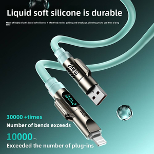 ไฟแสดงเวลาหายใจซิลิโคนเหลว4-in-1 240W จอแสดงผลดิจิตอล USB-A ชาร์จเร็ว/Type-C สำหรับสายข้อมูล - Product Image 3