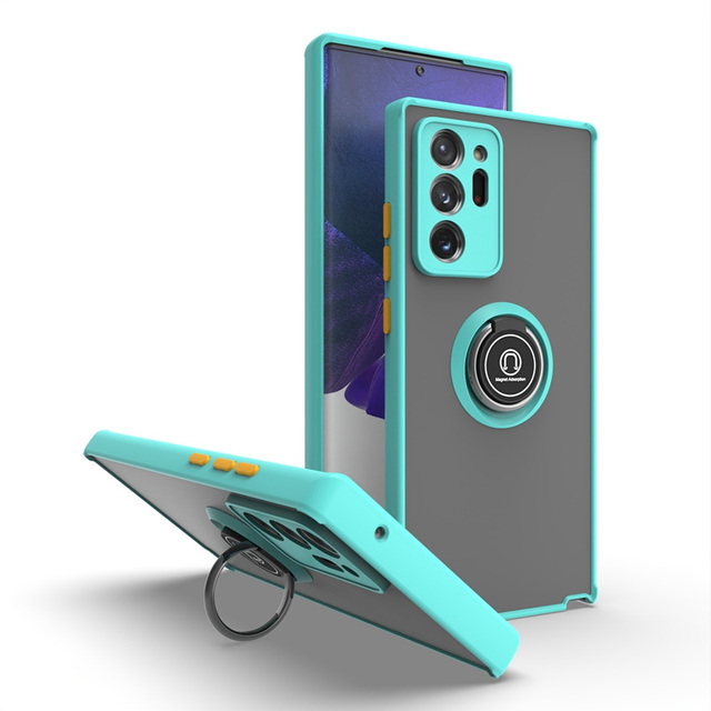 Shockproof Matte Magnetic Hard PC Back Case for Samsung Galaxy Note 8 9 10 20 / Note 20 Ultra 10 Plus Ring Holder Cover