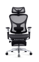 Chaise de bureau ergonomique haut de gamme en maille avec accoudoirs en aluminium 7D, base en aluminium poli, soutien lombaire et appui-tête réglables