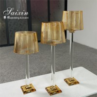 Neue Hochzeit Tisch dekoration Gold Kerzen ständer 3 Stück Set Champagner Kristall Kerzenhalter