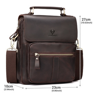 <span class=keywords><strong>Sac</strong></span> à dos de luxe en cuir véritable pour homme, grande capacité, sacoche messager portable avec fermeture éclair, mallette de voyage rigide - Product Image 2