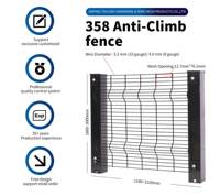 Panneaux de clôture de sécurité anti-escalade 358 à vue claire, revêtement poudré, pour portail de prison, haute protection, clôture en treillis métallique 358