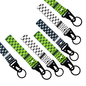 Tùy Chỉnh Ngắn Thăng Hoa Palestine Cờ Polyester Dây Buộc Với Sao Hình Bầu Dục Carabiner Móc Ly Khai Keychain Với Biểu Tượng Tùy Chỉnh - Product Image 1