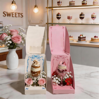 Vente directe d'usine, boîtes à cupcakes mini pliables personnalisées avec logo, recyclables, avec fenêtre transparente, papier couché, laminage mat