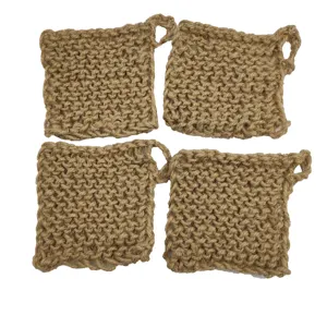 सफाई पैड प्राकृतिक Crochet स्पंज जूट कपास Dishwashing सन रंडी पर्यावरण के अनुकूल बुना हुआ खीसा रसोई कपड़ा