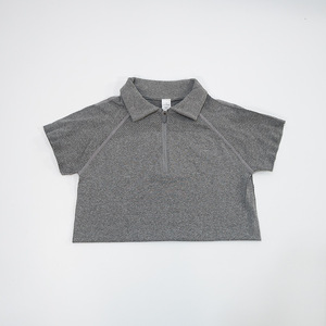 Op maat gemaakte paardrijdtops voor dames met korte mouwen, rits, vierweg stretch, sneldrogend. - Product Image 2