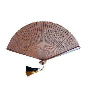 พัดไม้ไผ่พับได้แบบดั้งเดิม งานฝีมือทำมือ สีพื้น สำหรับชุดฮั่นฝู สไตล์โบราณ - Product Image 5