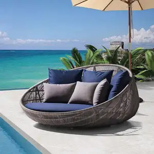 Lit de soleil en rotin, mobilier d'extérieur, chaises longues pour plage, Patio, piscine
