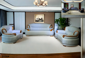 New European Style PU Leather Sectional <b>Sofa</b> Set <b>for</b> Apartment Living Room with Solid Wood <b>Legs</b> - Product Image 2