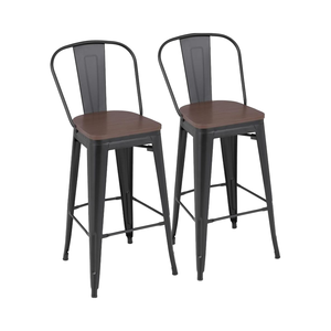 Colección apilable, paquete de 2 Taburetes de Bar de altura de mostrador de 24,5 pulgadas, Taburetes de Bar negros modernos, patas traseras de Metal para Isla de cocina, hogar - Product Image 6