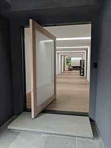 <span class=keywords><strong>Porte</strong></span> pivotante <span class=keywords><strong>d</strong></span>'<span class=keywords><strong>entrée</strong></span> principale moderne, sans cadre, en verre trempé, en bois massif - Product Image 5