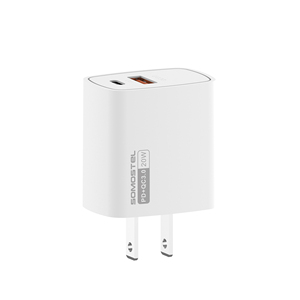 Port USB Somostel <span class=keywords><strong>PD</strong></span> 20W chargeur mural de téléphone portable <span class=keywords><strong>Q</strong></span>.C3.0 charge rapide prise américaine ABS mat chargeurs de voyage adaptateur blanc - Product Image 4