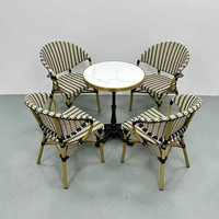 Table de bistrot contemporaine en marbre, carrée, pour salle à manger, avec pieds en métal assemblés, pour la maison, l'hôtel, l'extérieur ou le bar.