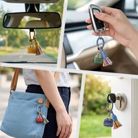 Porte-clés tressé fait main de luxe léger en pierre semi-précieuse naturelle, accessoire de voiture, pendentif en cristal d'agate, vente en gros