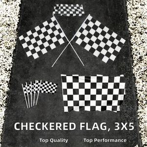 Best-Selling Black White <b>Checkered</b> Rectangle <b>Flag</b> 3X5 Feet Letterpress Printed Sports Games Use Eco-Friendly Custom - Product Image 2