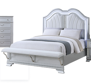 Elegant Modern Adjustable Full <b>Size</b> Soft <b>Bed</b> Built-in Footboard Bench Upholstered USB 1pc <b>Bed</b> Silver Finish Eco-friendly 5-Year - Product Image 6