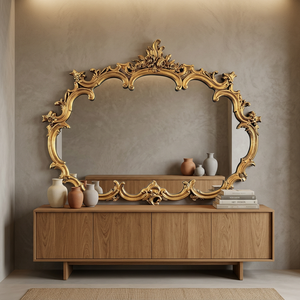Traditional Wholesale Teakwood Panel Durable <b>Lightweight</b> Handmade Indian Design Decorative <b>Wall</b> <b>Mirrors</b> Bedroom Living Room - Product Image 3